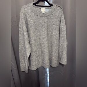 H&M Cozy Gray Crewneck Sweater with Textured Knit